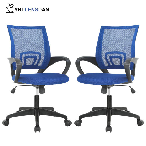 Mesh Conference Room Chairs with Wheels Blue 2 Pack