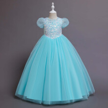 Princess Dress for Toddler Girls Blue Puff Sleeve Sequin