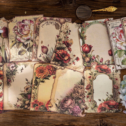 Vintage Scrapbooking Paper Pack 30 Sheets Red Ocean 1