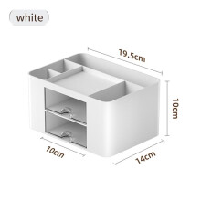 2Pcs +White Simple Transparent Drawer Storage Box Children'S Student Office Desktop Ornaments Pen Holder