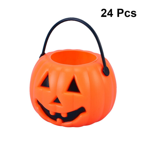Halloween pumpkin candy bucket orange 24 pcs 1