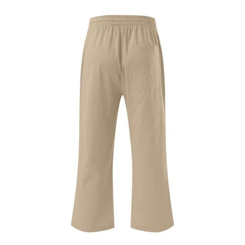 Women's Linen Blend Capris with Pockets Khaki 3XL 1