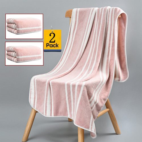 Bath Towel Set Pink 13x30 Inches 3-Pack