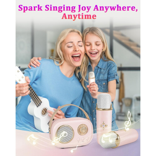 Mini Karaoke Machine Portable Bluetooth Speaker with 2 1