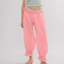 lulshou Women's Pants Women'S Elastic-Waist Pocket Striped Casual Leg Pants Work Pants