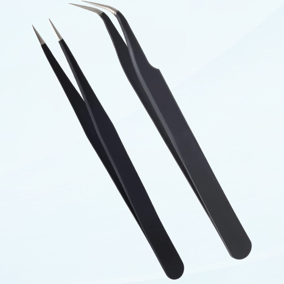 Fine Point Slant Tweezers Black Facial Brow Precision