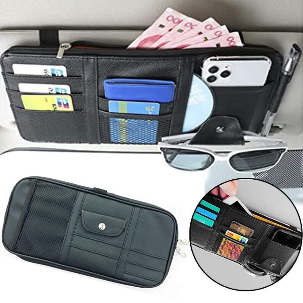 Eastin Car Sun Visor Pocket Pu Leather Mesh Organizer Black 9023022172839