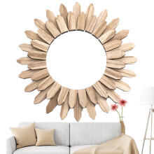 Wooden Wall Mirror Rustic Sunflower Design 1 Piece
