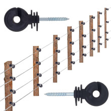Aislante de Cerca EléCtrica Aislador Atornillado Poste de Anillo de Cerca Aislador de Poste de Madera con Herramienta de Enchufe Aislante, 100 Piezas