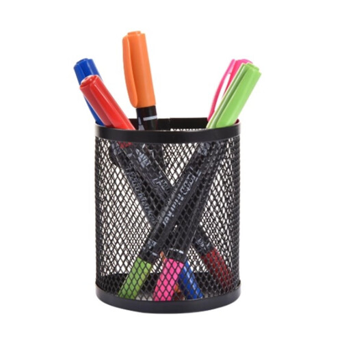 Pencil Holder Metal Semicircle Organizer Black 2