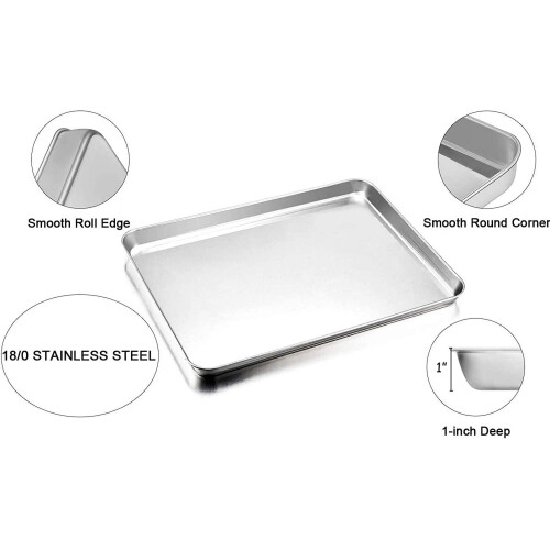 Stainless Steel Nonstick Rectangular Baking Tray 9x6 Inch 1
