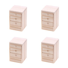 Miniatyr skuffeskap i tre 1: 12Skala 4 stk