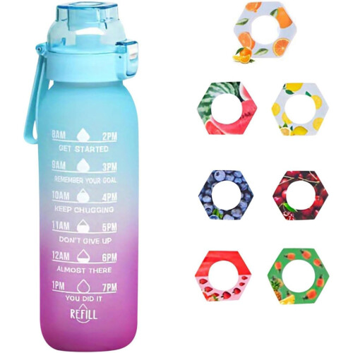 Botella de agua de vidrio HTHJSCO de 1 litro con 7 cápsulas de sabor 1