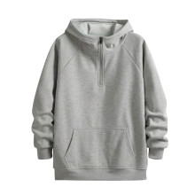 Men's Fashionable Solid Color Long Sleeved Hooded Composite Velvet Shoulder Pocket Sweatshirts Suitable for Daily Wear Warmth(Gray,3XL)