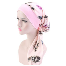 Gorro turbante informal holgado con estampado para mujer, ideal para quimioterapia.