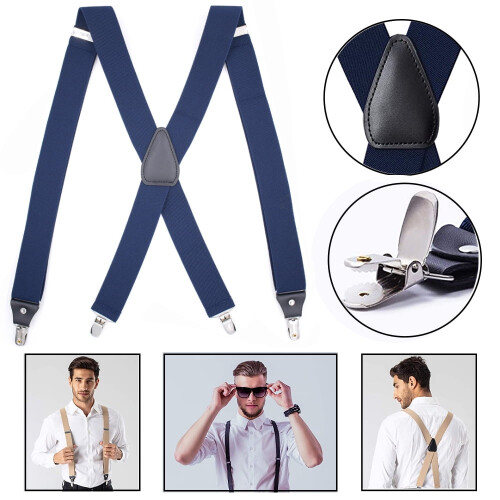 Men's Heavy Duty Clip Suspenders X-Back Adjustable