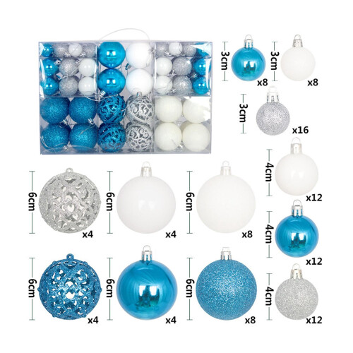 Christmas Ball Ornaments Blue White 100 pcs 1
