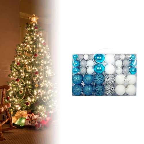 Christmas Ball Ornaments Blue White 100 pcs 2