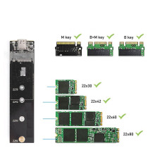 M.2NVMe SSD-kabinet Aluminium Sort USB3.1Type-C