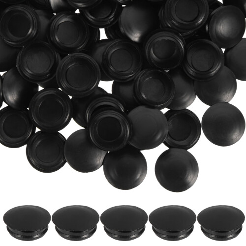 Black Round Plastic Hole Plugs 100 pcs