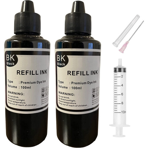 Sort refill-blækflaske til Canon HP Brother Lexmark