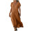 Vestido midi feminino em algodão e linho com decote em V e mangas curtas. 1