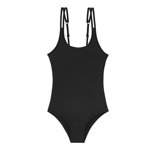 One Piece Swimsuit Women Black Thin Strap Teens