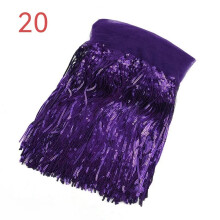 (Deep purple) NEW Sequin Fringe Trim Tassel Glitter Lace Fringes for Dance Clothes Dress 10Y