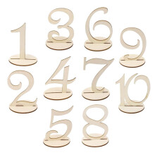 Plaques de numéro de table en bois pour mariage, lot de 10 pièces (1 à 10).