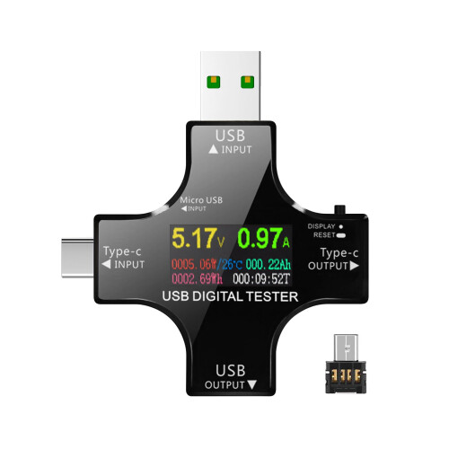 Δοκιμαστής USB τύπου C2 σε 1 με οθόνη IPS LCD 1 τεμάχιο