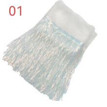 (Transparent Illusion Color) 10Y Sequin Fringe Trim Tassel Glitter Lace Fringes for Dance Clothes Dress NEW