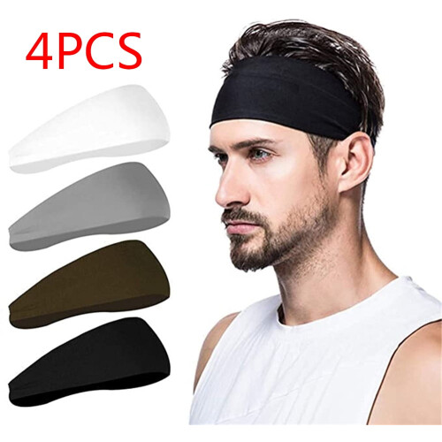 MesaSe Men's Stretchy Moisture-Wicking Headband4-Pack