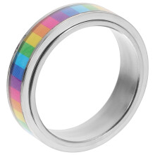 Regenbogen-Pride-Ring für Damen, verstellbar, Silberlegierung