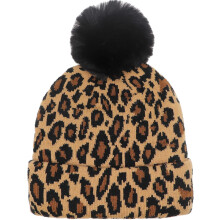 Beanie Prionta Leopard do Mhná agus d'Fhir sa Gheimhreadh