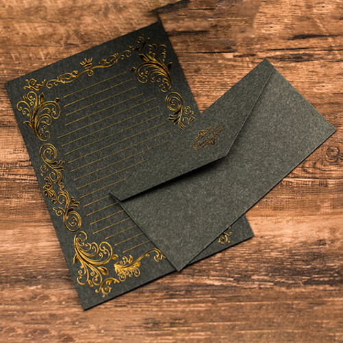 Vintage patterned writing paper set with kraft envelopes 24 1