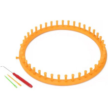 Round knitting loom set green plastic 29 cm with hook and
