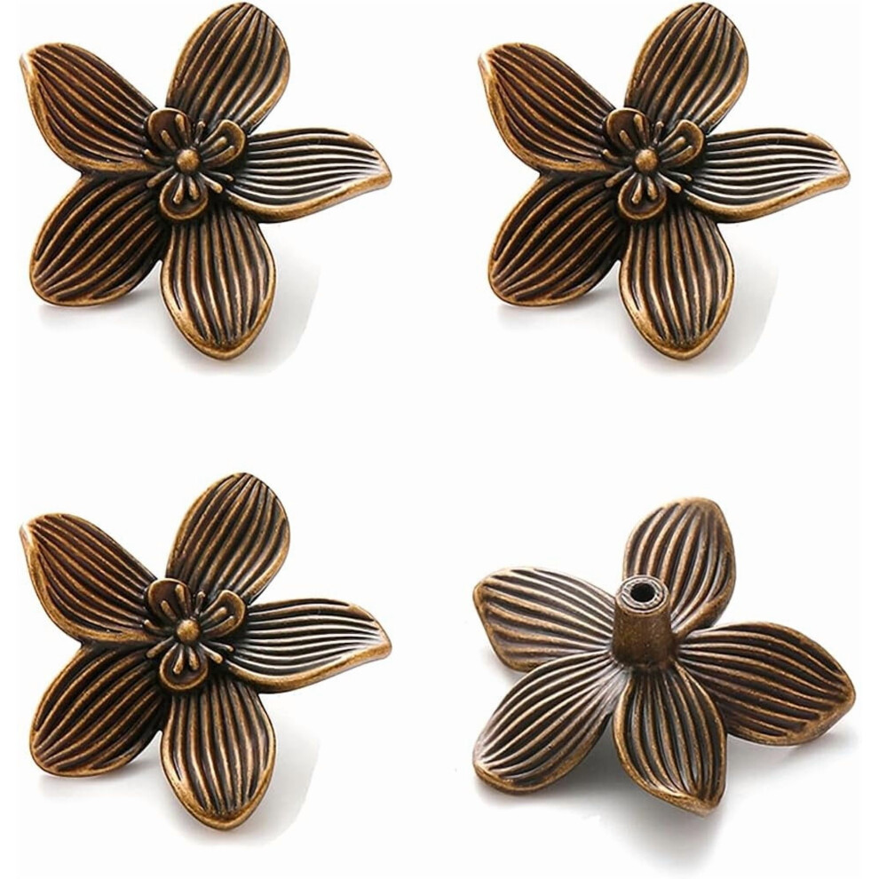 Antique Brass Flower Cabinet Knobs Zinc Alloy 4-Pack 9558633582154