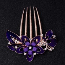 Cíor Gruaige Corcra le Rhinestones Cóimhiotal 1 phíosa