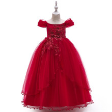 Prinsessenjurk voor meisjes met rode schouderlijn.