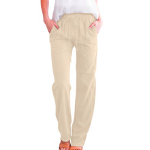 Leinenhose für Damen mit elastischem Bund und Taschen, Größe XXXL
