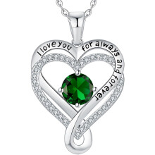 Infinity Hart Geboortesteen Ketting S925 Sterling Zilver1
