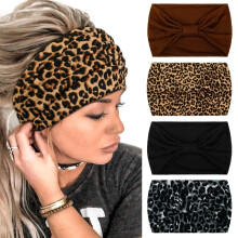 Diademas anchas negras para mujer estilo turbante bohemio, paquete de 4