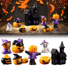 Halloween Miniaturer Resin Græskar Spøgelse Hjemsøgt Hus 3 stk.