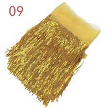 (Bright yellow) Sequin Fringe Trim Tassel Glitter Lace Fringes for Dance Clothes Dress 10Y NEW