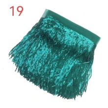 (Lake Blue) Sequin Fringe Trim Tassel Glitter Lace Fringes for Dance Clothes Dress 10Y NEW