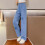 Mädchen-Jeans, hellblau, weites Bein, elastischer Bund, Größe 8-10 Jahre 7