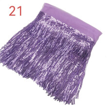 (Light purple) Sequin Fringe Trim Tassel Glitter Lace Fringes for Dance Clothes Dress 10Y NEW