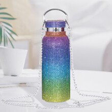 Vakuumisolierte Wasserflasche mit Glitzer und Kette, 500 ml