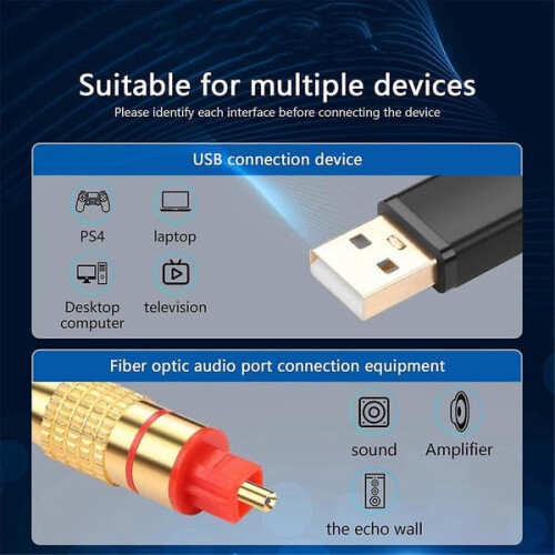 USB to Optical Audio Adapter SPDIF Fiber Cable 2