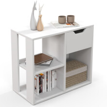 Wooden End Table with Drawer White 18" H